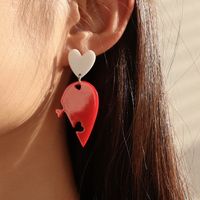 Fashion Jewelry Three-dimensional Asymmetric Heart-shaped Alloy Earrings main image 2