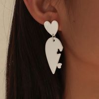 Fashion Jewelry Three-dimensional Asymmetric Heart-shaped Alloy Earrings main image 3