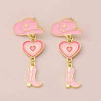 Fashion Alloy Modern Hat Heart-shaped Cowboy Boots Drip Oil Multi-layer Earrings main image 4