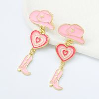 Fashion Alloy Modern Hat Heart-shaped Cowboy Boots Drip Oil Multi-layer Earrings main image 5