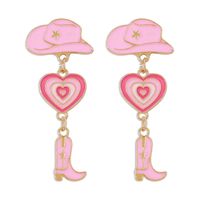 Fashion Alloy Modern Hat Heart-shaped Cowboy Boots Drip Oil Multi-layer Earrings main image 6