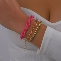 Fashion Acrylic Chain Beaded Stacked Bracelet main image 3