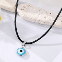 Türkisblaue Augen-anhänger-halskette Silber Bedeckte Auge-leder-seil-halskette sku image 2