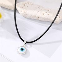 Türkisblaue Augen-anhänger-halskette Silber Bedeckte Auge-leder-seil-halskette sku image 4