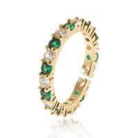 Fashion Copper Micro-encrusted Green And White Zircon Geometric Tail Ring Female sku image 1