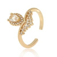 Fashion Copper Diamond Crown Wedding Opening Adjustable Tail Ring Wholesale sku image 1