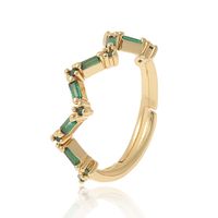 New Fashion Irregular Green Zircon Women's Creative Copper Tail Ring sku image 1