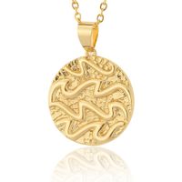 Fashion Twelve Constellation Pendant Copper Plated 18k Gold Retro Necklace sku image 1