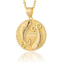 Fashion Twelve Constellation Pendant Copper Plated 18k Gold Retro Necklace sku image 2