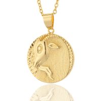 Fashion Twelve Constellation Pendant Copper Plated 18k Gold Retro Necklace sku image 3