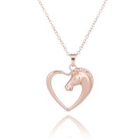 Creative Simple Silver Heart Horse Head Alloy Necklace Wholesale sku image 2