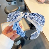 Fashion Retro Blue And White Porcelain Three-dimensional Double-layer Large Headband sku image 2