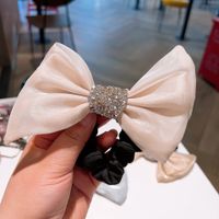 Fashion Retro Pearl Yarn Rhinestone Bow Hair Ring Hair Accessories sku image 1