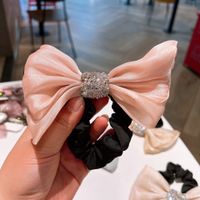 Fashion Retro Pearl Yarn Rhinestone Bow Hair Ring Hair Accessories sku image 2