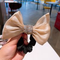 Fashion Retro Pearl Yarn Rhinestone Bow Hair Ring Hair Accessories sku image 4