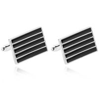 Cross-border New European And American Fashion Personality Men&#39;s French Business Shirt Black Striped Tie Clip Cufflinks Accessories sku image 2