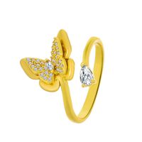 Retro Heart Open Ring Female Fashion Geometric Butterfly Copper Ring sku image 21