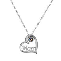Fashion Diamond-encrusted Mom Letter Heart-shaped Copper Necklace sku image 1