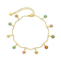 New Copper 18k Gold-plated Hand-painted Dripping Oil Color Daisy Anklet Leg Chain sku image 1