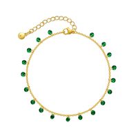 Nouveau Bracelet De Cheville En Zircon Vert Incrusté De Cuivre Plaqué Or 18 Carats sku image 1