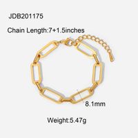 Simple Hollow Chain Cross Buckle 18k Gold-plated Stainless Steel Bracelet sku image 1