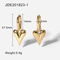 New Fashion 14k Gold Plated Stainless Steel Heart Pendant Earrings Women's Jewelry sku image 1
