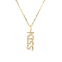 Fashion Letter Copper Inlaid Zircon Real Gold Electroplating Necklace Mother's Day Gift sku image 1