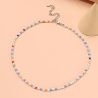 Bohemian Colorful Beads Pearl Necklace Collarbone Chain Jewelry sku image 1