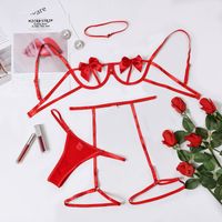 Sexy Small Chest Gathered Retro Net Red Underwear Suit Lace Bra main image 5