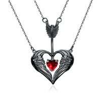 Fashion Arrow Piercing Heart Pendant Multilayer Necklace sku image 1
