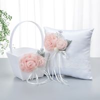 Western Wedding Supplies New Portable Simulation Flower Basket Decoration Ring Pillow Set main image 3