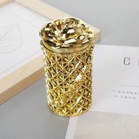 European-style New Plastic Candy Box Electroplating Gold And Silver Wedding Candy Box Hollow Relief Round Long Column Storage Factory Wholesale main image 5