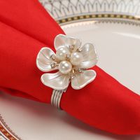 New Western Restaurant Hotel Flower Pearl Folding Flower Towel Ring Wholesale main image 5