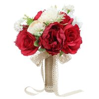 Fashion Simple Bridal Wedding Red Hands Holding Flowers Simulation Silk Flower main image 6