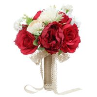 Mode Simple Mariée Mariage Mains Rouges Tenant Des Fleurs Simulation Fleur De Soie main image 6