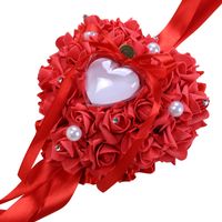 European Style Can Be Hung Foam Rose Wedding Heart-shaped Ring Pillow Ring Box main image 5