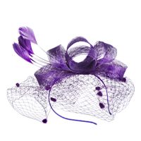 Fashion Bow Handmade Feather Headdress Retro Banquet Linen Hat main image 3