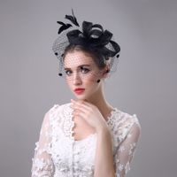 Fashion Bow Handmade Feather Headdress Retro Banquet Linen Hat main image 6