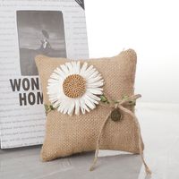 Western Wedding Set Simulated Sunflower Burlap Satin Ring Pillow Flower Basket main image 4