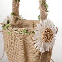 Western Wedding Set Simulated Sunflower Burlap Satin Ring Pillow Flower Basket main image 5