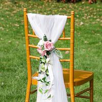 زفاف كرسي طويل الذيل غطاء كرسي عودة زهرة بيضاء محاكاة روز الديكور main image 5