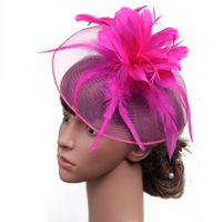 Fashion Women's Top Hat Linen Feather Banquet Wedding Hat main image 5