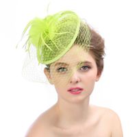 Spring And Summer Feather Bridal Wedding Mesh Linen Hat main image 4