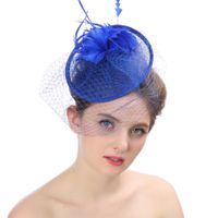 Spring And Summer Feather Bridal Wedding Mesh Linen Hat main image 5
