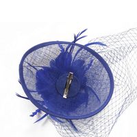 Spring And Summer Feather Bridal Wedding Mesh Linen Hat main image 6