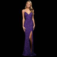 Spring And Summer New Sexy Sequined Backless Thin And Split Evening Dress Long Skirt main image 1