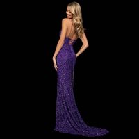 Spring And Summer New Sexy Sequined Backless Thin And Split Evening Dress Long Skirt main image 5