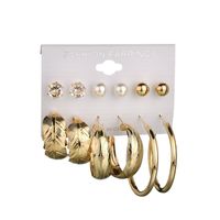 Fashion Pearl 6 Pairs Rhinestone Suits Large Circle Earrings Small Jewelry main image 2