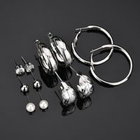 Fashion Pearl 6 Pairs Rhinestone Suits Large Circle Earrings Small Jewelry main image 3