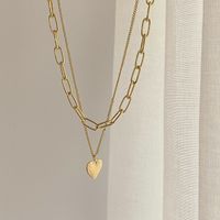 Collier Multicouche Pendentif Coeur Style Hip-hop main image 3